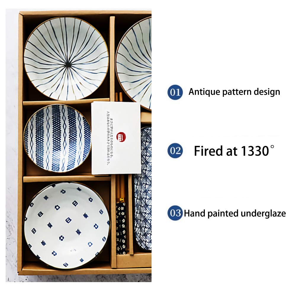 Japoński zestaw naczyń porcelanowych do sushi, 6-częściowy zestaw, styl 4