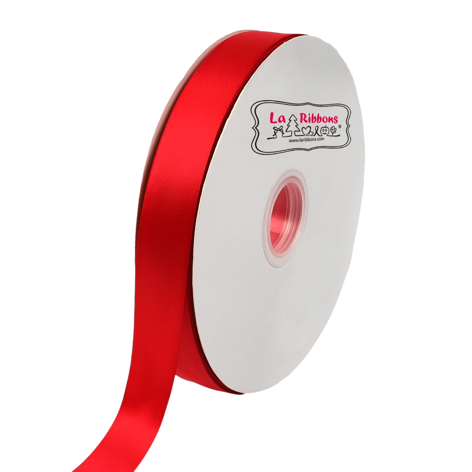 Laribbons 1 Inch Wide Double Face Red Satin Ribbon for Gift Wrapping, Silk Fabric Ribbon for Flower Bouquet, Wedding Decoration, Art Craft, Hair Bow,100 Yard