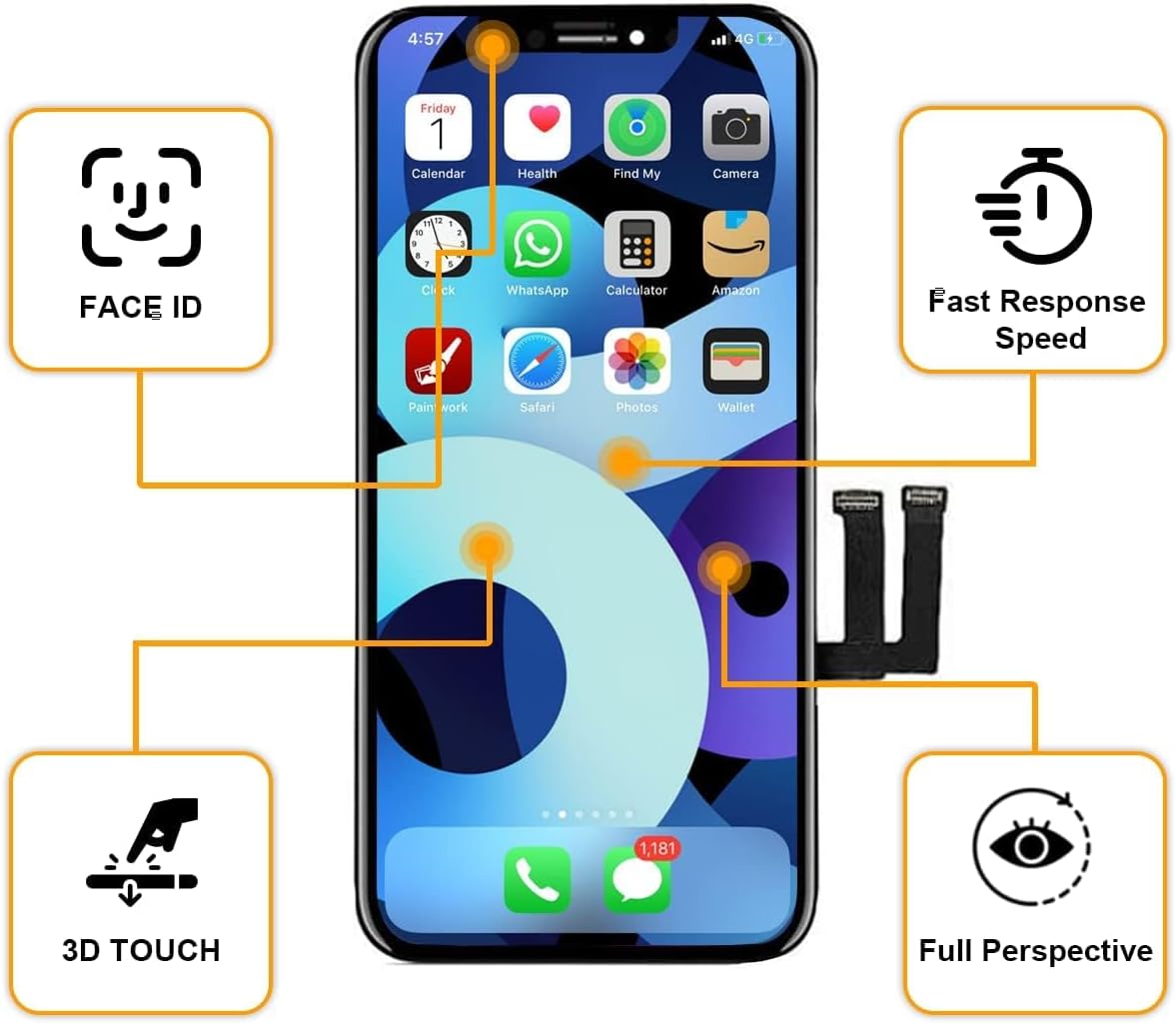for iPhone 11 Screen Replacement Kit, 6.1 Inch 3D Full HD LCD Display Touch Screen Digitizer Assembly with Repair Tools Kit for A2111, A2223, A2221