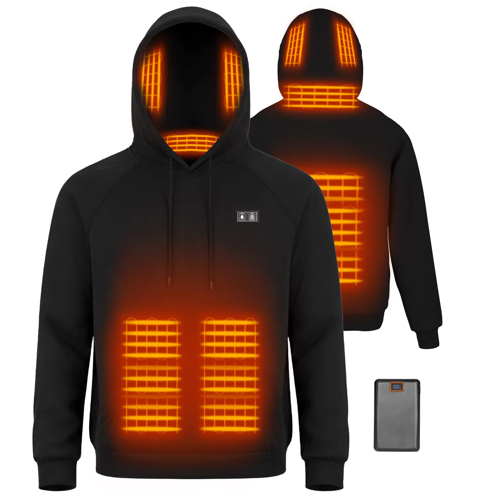 Heated Sweatshirt for Men Women with 7 4V 16000mAh Battery Mens Womens Hoodies Pullover Heated Hoodie Hooded