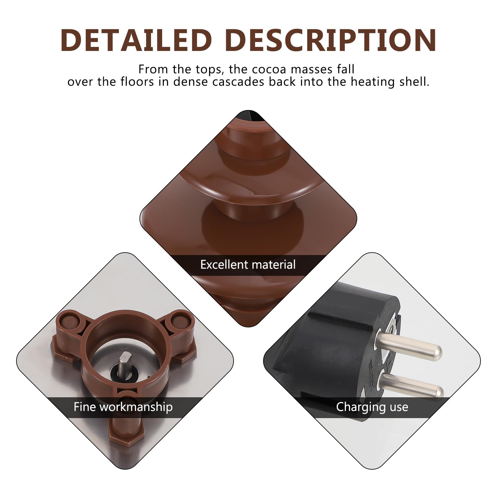 Fontaine de Chocolat à 3 Niveaux, Montage Facile, Marron