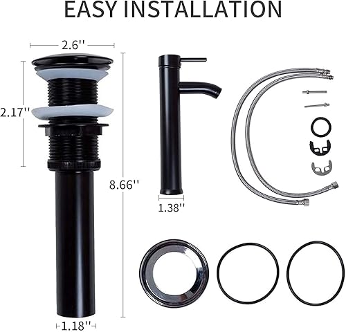 Miniatura 3 de YIMAI Lavabo de Vidrio Negro 16.5" x 16.5" x 5.5" – Vidrio Templado Sobre Encimera Lavabo Redondo para Baño Tazón de Encimera Lavabos Modernos