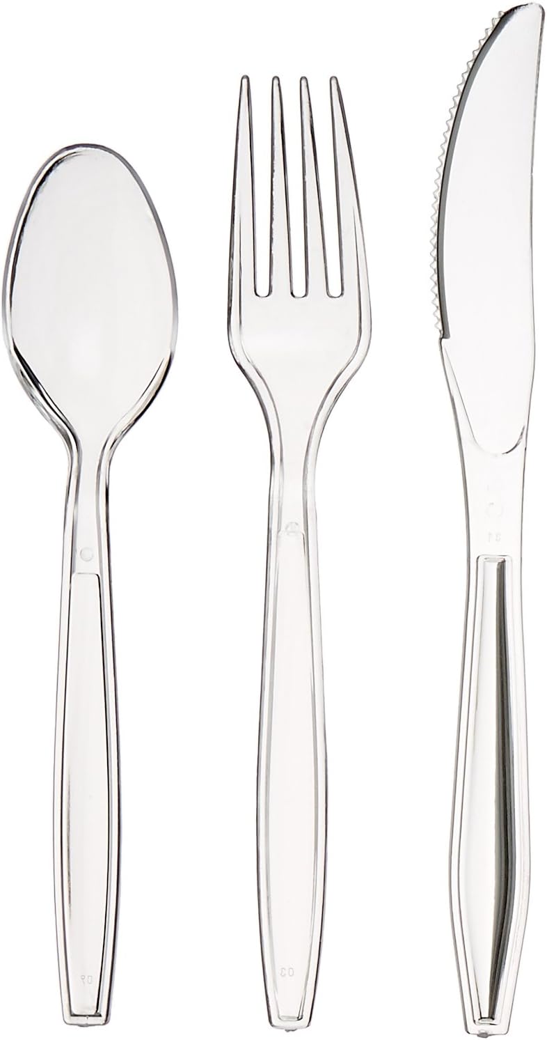Amazon Basics Disposable Single-Use Plastic Utensil Cutlery - Clear, 1800 Count