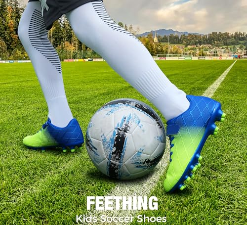 Kids Soccer Cleats for Boys Girls Outdoor Athletic Youth Football Cleats Firm Ground Little Big Kid Soccer Shoes 6
