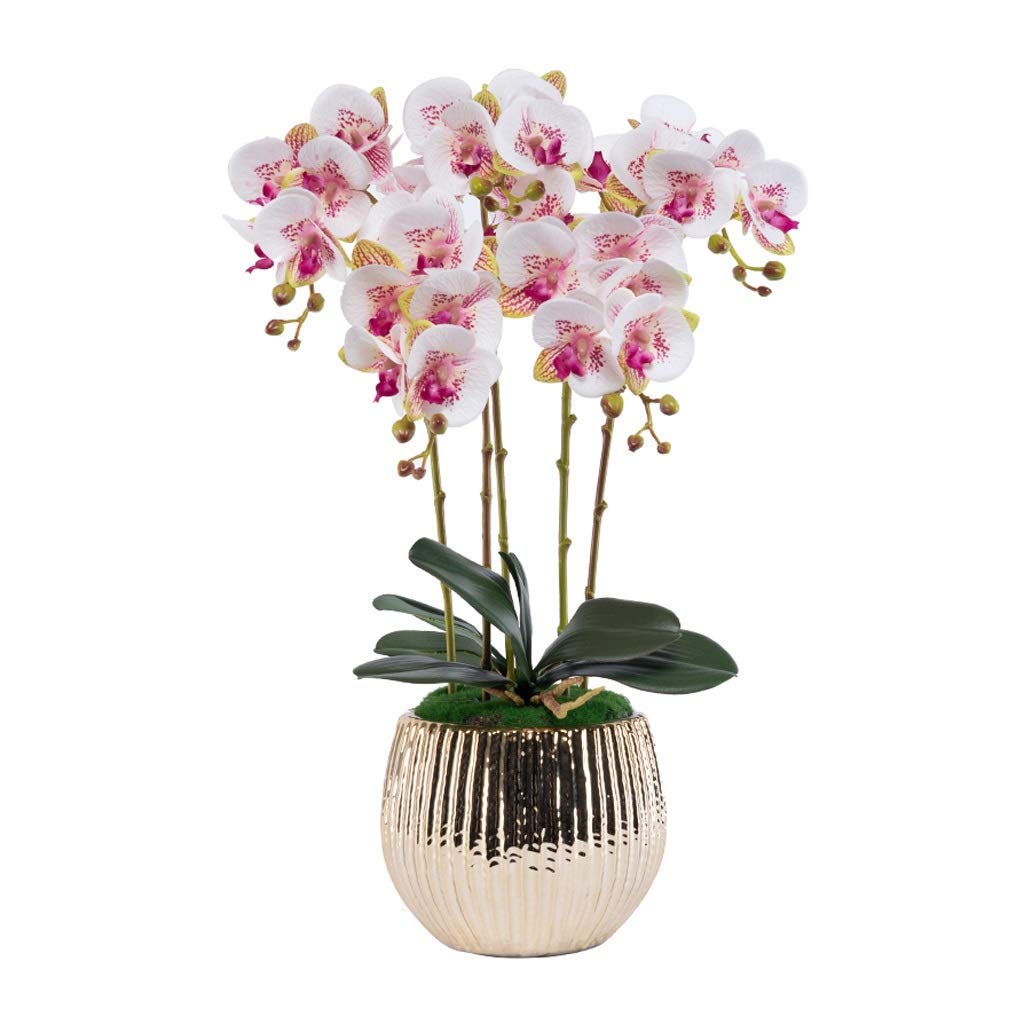 DFGHNBVC Artificial Flower Set, Artificial Flowers With Planter Large Phalaenopsis Artificial Orchid In Vase Fake Flower For Living Room Arrangements Beautiful Artificial Flowers And Vase
