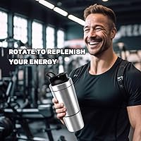 Vista 8 de VALESKA Botella agitadora de proteínas de acero inoxidable, 27.0 onzas líquidas, aislada, a prueba de fugas, sin BPA, senderismo