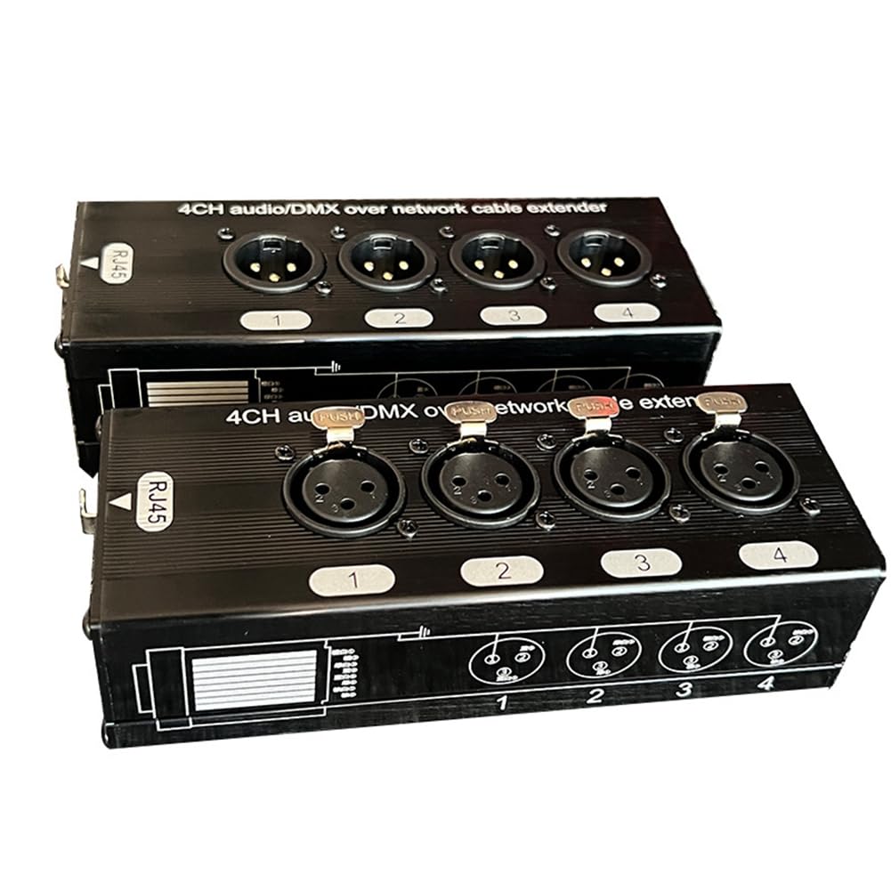 1 Paar 4-Kanal 3-Poliger XLR-Audio-RJ45-Ethernet-Extender-Netzwerkkabel-Extender DMX512-Netzwerksignal-Extender Stecker + Buchse