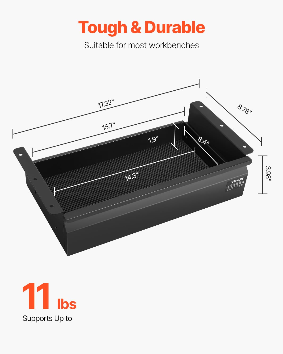 VEVOR Cajones Deslizables Debajo del Escritorio con Cerradura 2 Capas Cajón Extraíble Montado Debajo de Mesa Organizador de Almacenamiento Oculto de Escritorio con Cerradura, 365 x 335 x 250 mm