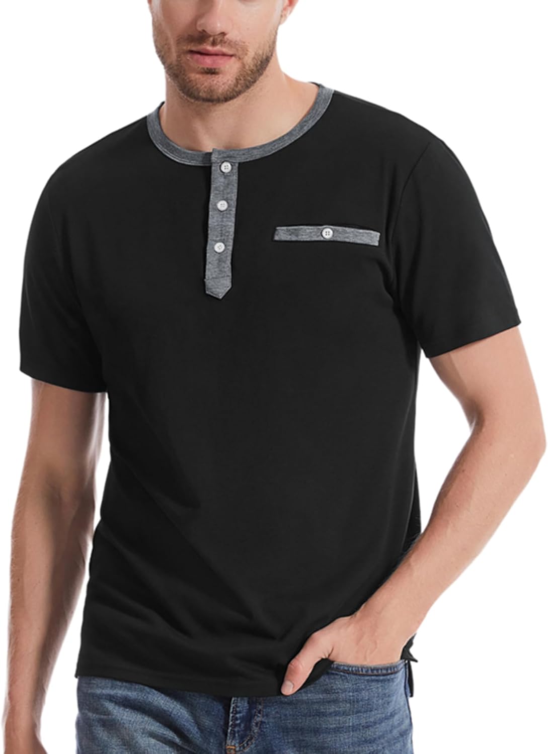 Men's Henley Shirts Short Sleeve Summer Casual Sport T-Shirts - Image 4