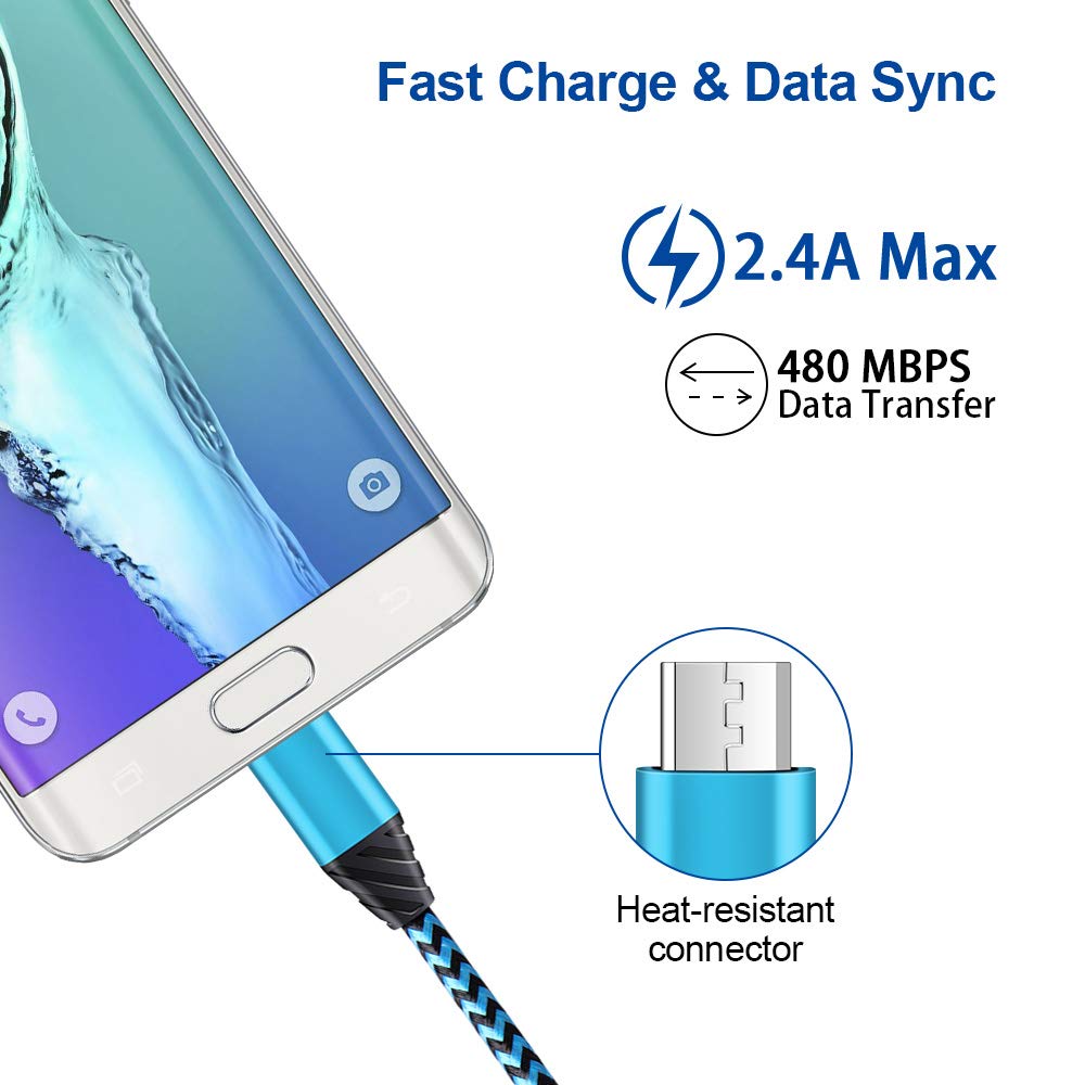 Wall Charger Adapter, Android Phone Charger Cable 2 Pack Compatible for Samsung Galaxy J8 J7 J6 J5 J4 J3 J2 J1, J7V/7 Sky Pro/Crown/Prime/Sky Pro/Refine