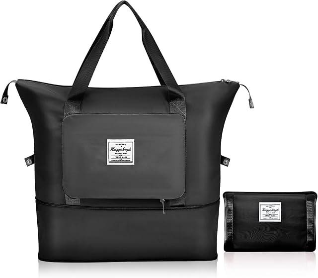 Large Capacity Folding Travel Bag, Waterproof Oxford Fabric Expandable Luggage Bag, Overnight Weekender Duffel Bags for Women, Dry and Wet Separation Sports Tote Gym Bag for Sport Travel Vacation