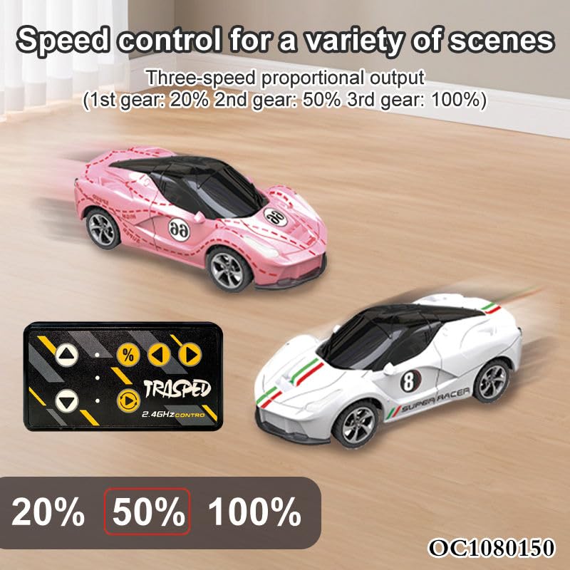 Image of Mini Die-Cast RC Car 1:64 Scale | High-Speed Desktop Remote Control Car with LED Headlights | 2.4GHz Mini Controller, 15m Range, Type-C Charging | Toy Car Model for Kids & Adults (HG4-110)