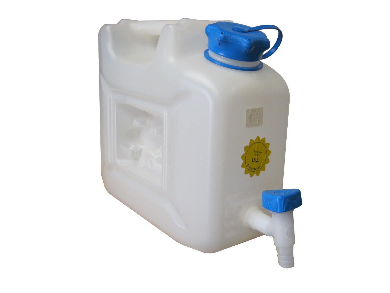 H&uuml;nersdorff Tanica ECO Da 6 Litri Con Tubo - Contenitore Alimentare In HD-PE, Naturale Con Accessori Blu