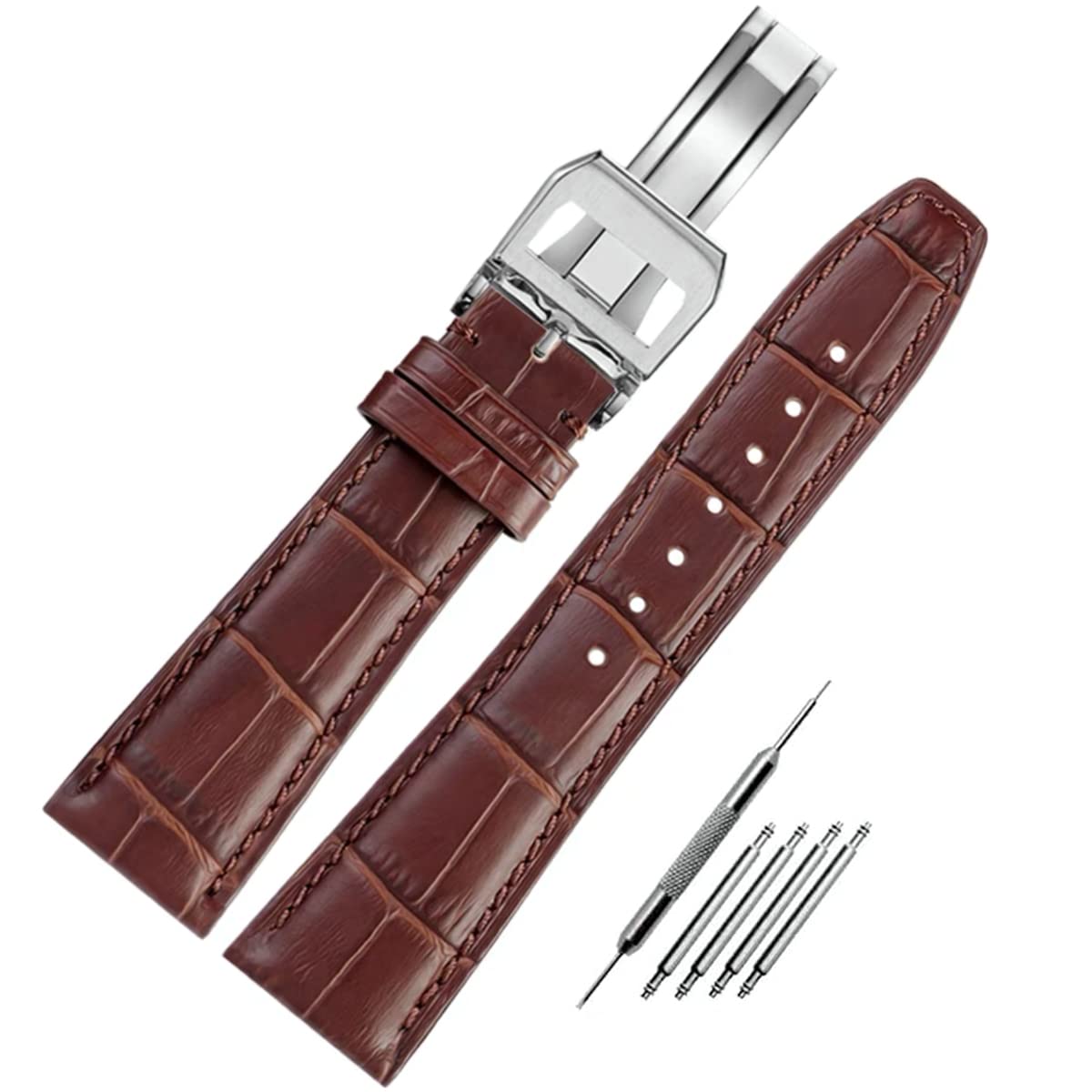 FOUUAAO Horlogebanden voor IWC-band Echt Lederen Horlogebanden 20mm 21mm 22mm Alligator Reliëf Vervangende Sluiting Bandjes voor IWC Portugieser voor IWC Portofino Pilot'Watch Band Origineel