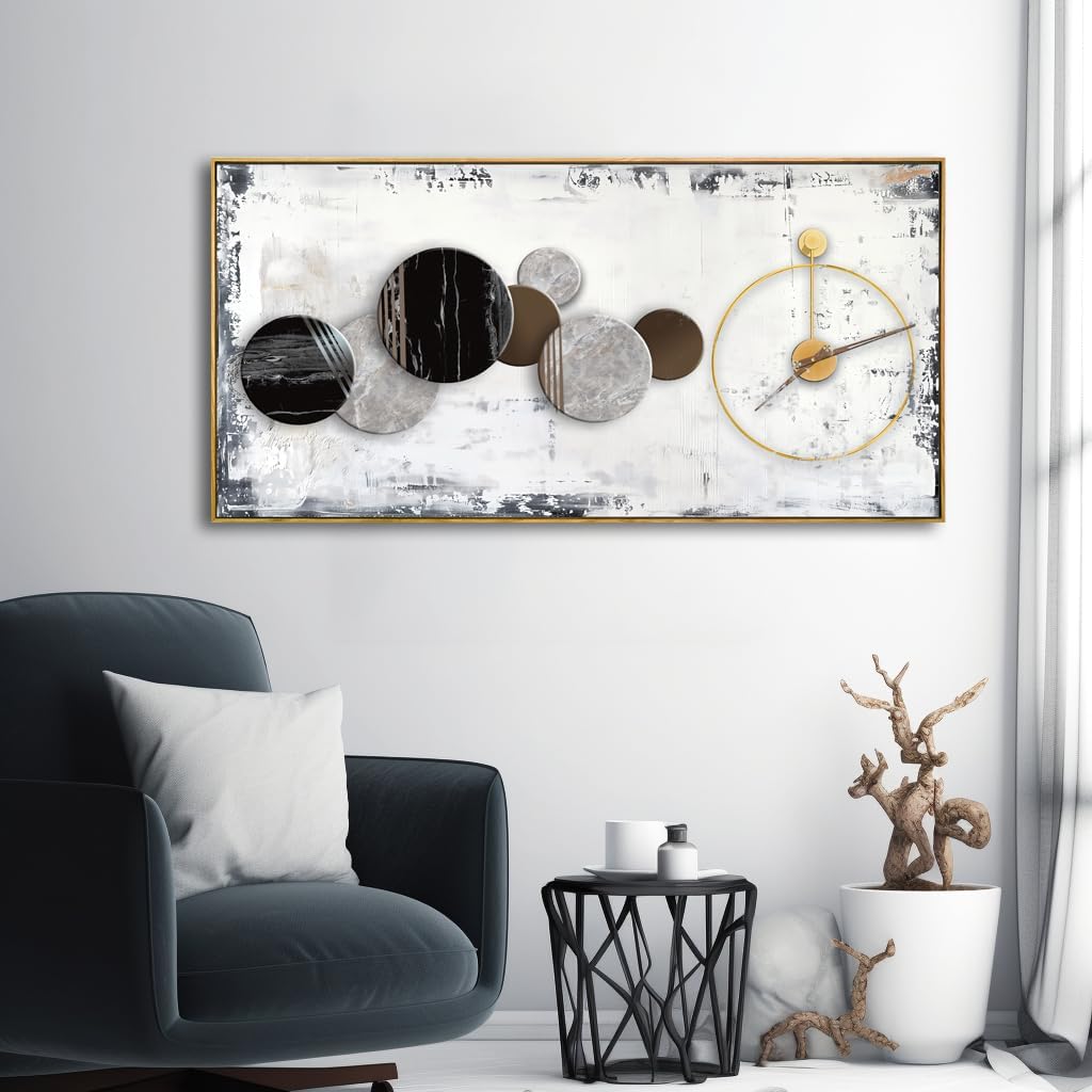 MooMel Wall Art Clocks Prints Modern Simple Artwork Canvas Painting for Living Room Bedroom Dining Room Home Office Decor Large Framed Ready to Hang 30"x60"