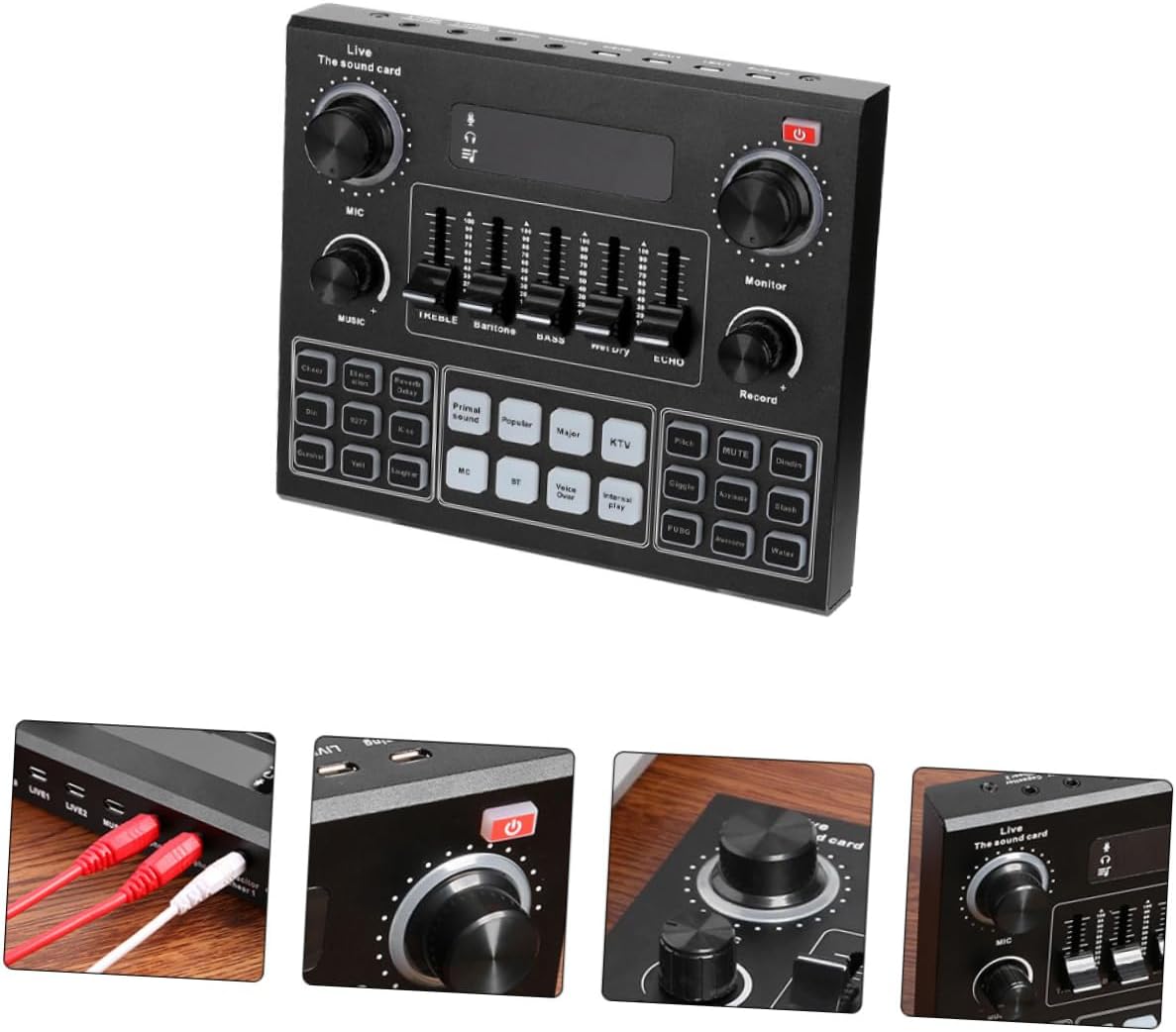 Multi-Functional Live Sound Card Sound Effects for Streaming Mobile Phones Computers Voice Changer Reverberation and Play Audio Mixer