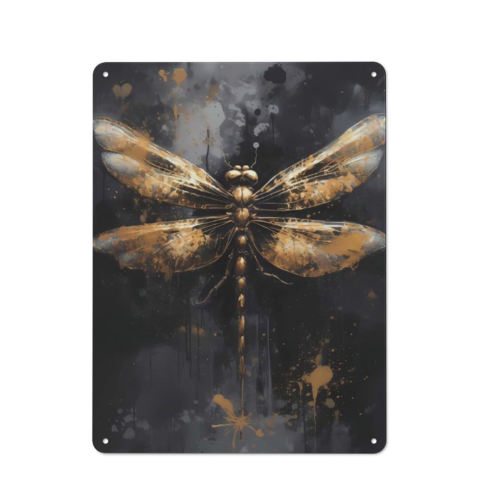 Junmoney Dragonfly Lovely Tin Wall Plaque 40X30cm With For Man Cave Or Games Room, A New Home Present For Leisure-Room Decor Enthusiasts