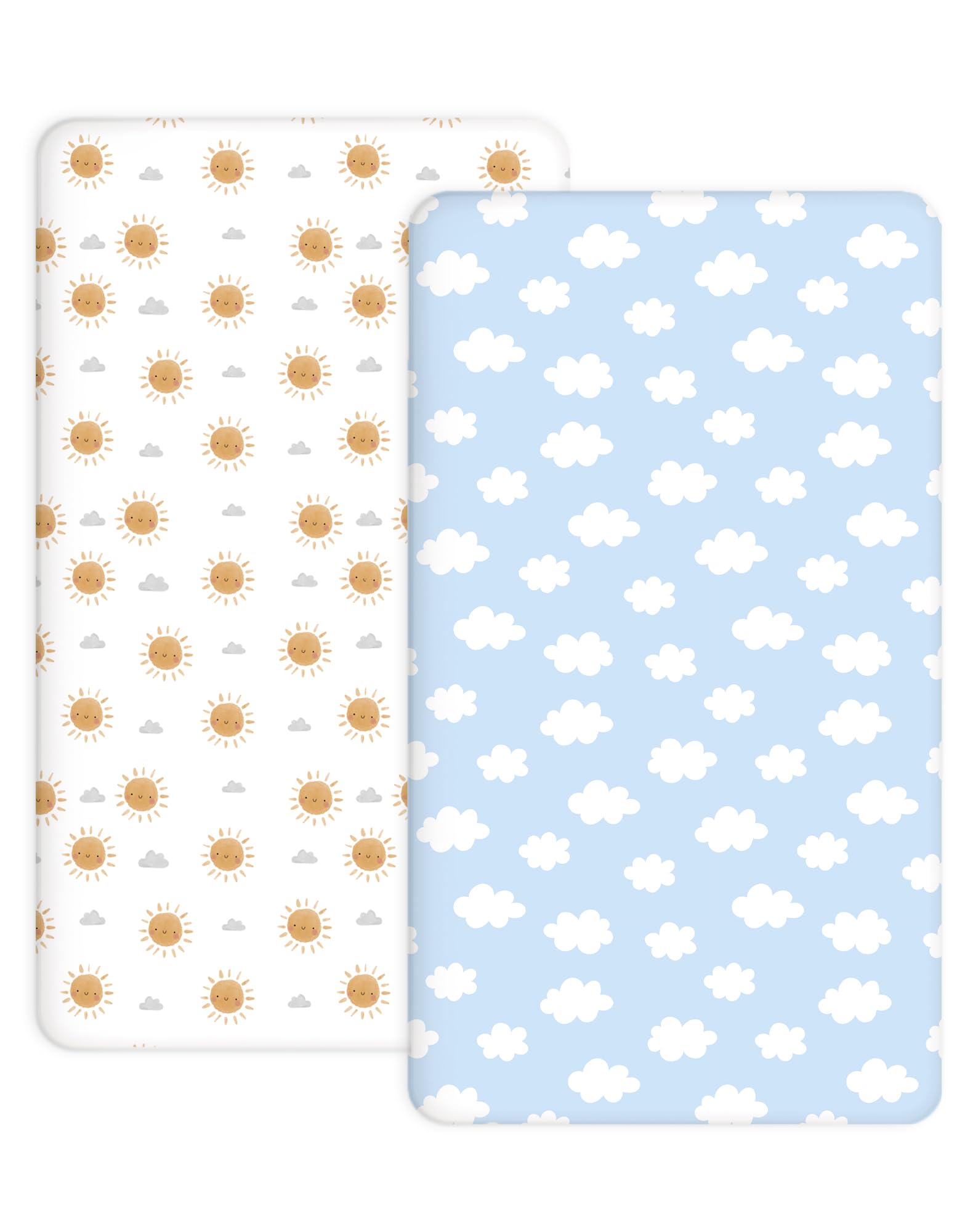 Bedside Bassinet Sheets 2 Pack, 33" x 20" Fitted Sheets, Sunny Morning