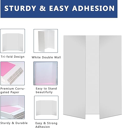 Miniatura 3 de Rsgift 4 tableros pequeños de triple pliegue con cintas de doble cara y cartón, 21.2 x 13.8 pulgadas, tableros de presentación corrugados, tableros