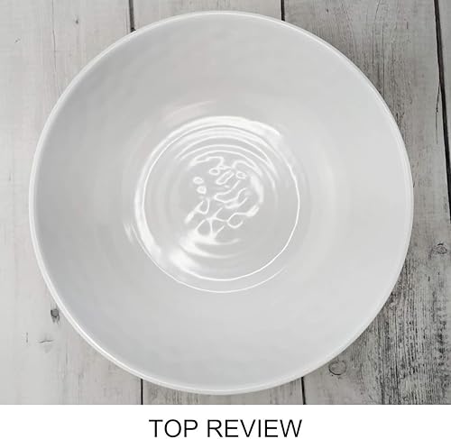 Miniatura 4 de KX-WARE Cuencos de melamina para servir, 2 cuencos de ensalada de 11 pulgadas más grandes, color blanco, 100% cuencos de melamina resistentes a la