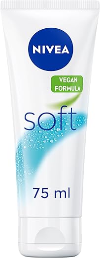NIVEA Soft Moisturising Cream (75ml), 48H Moisturising Cream for Face, Body and Hands with Vitamin E and Jojoba Oil, Hand Cream Moisturises Deeply, Vegan Formula Day Cream