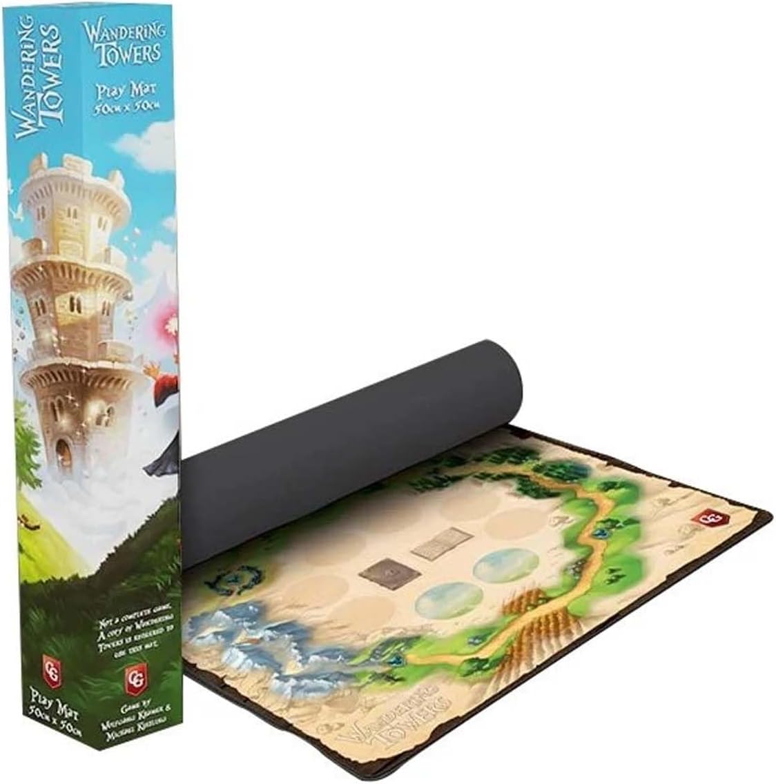 Capstone Games Premium Stitched Playmat for Wandering Towers Board Game, Durable Non-Slip Base, Neoprene Mat with Cardboard Display Box