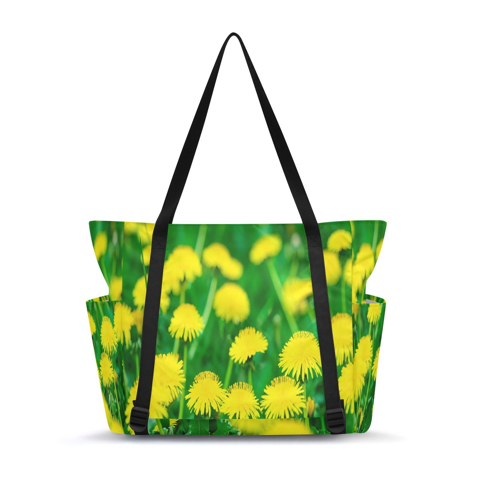 Lxqimora Blossom Yellow Flowers Yoga Mat Bag for Women Water-Resistant Gym Bag with Yoga Mat Holder Tote Bag for Pilates Yoga Office Gym