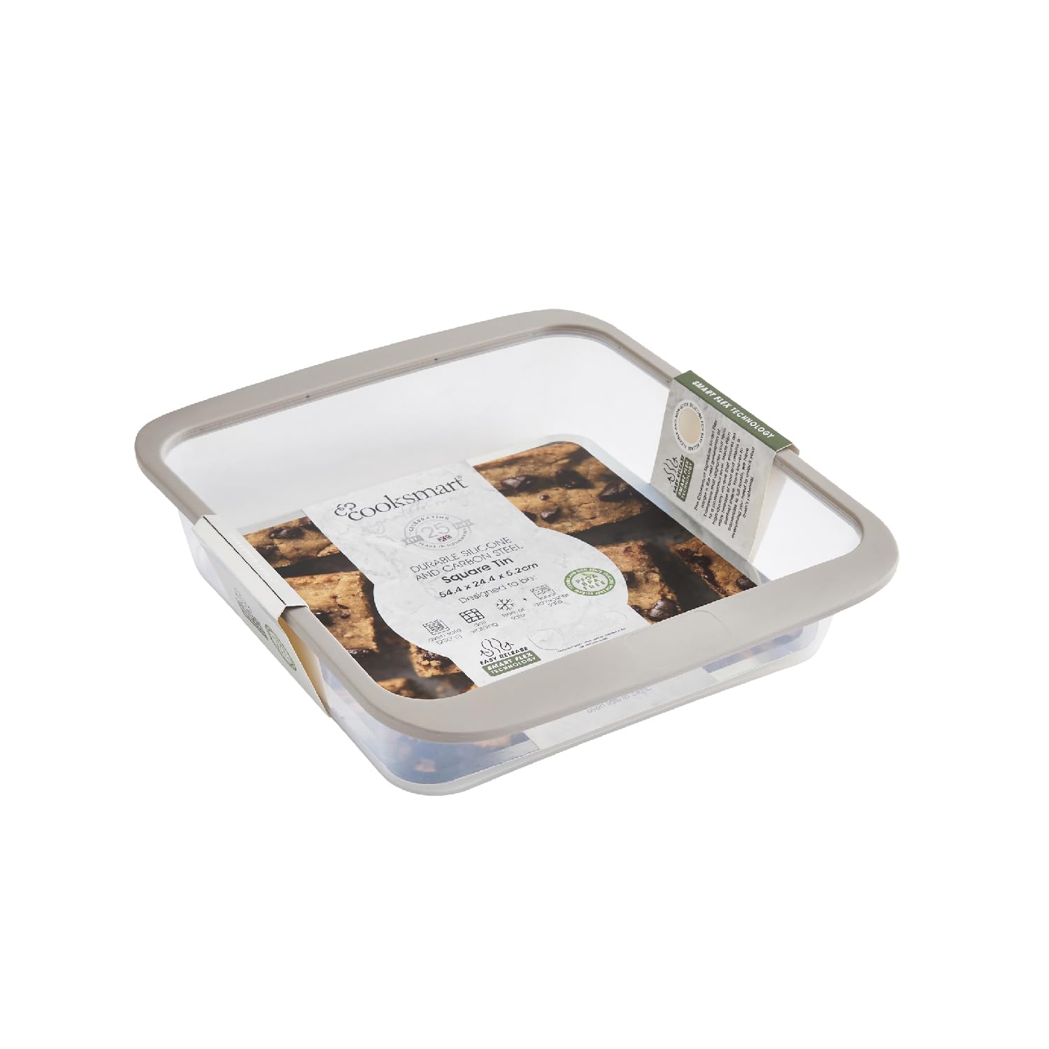 Cooksmart Signature Smart Flex Square Tin – Silicone | Non-Stick | Oven, Freezer & Dishwasher Safe | BPA-Free | Flexible & Durable | Grey