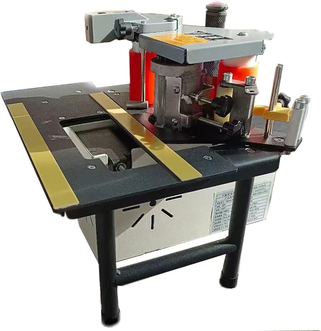 Portable Edge Bander, 1200W Woodworking Edge Banding Machine with Speed Control 1-6m/s, Curve Straight Edge Bander Machine Double-Sided Gluing, Building Supplies, 37.3X33.5X33.7cm