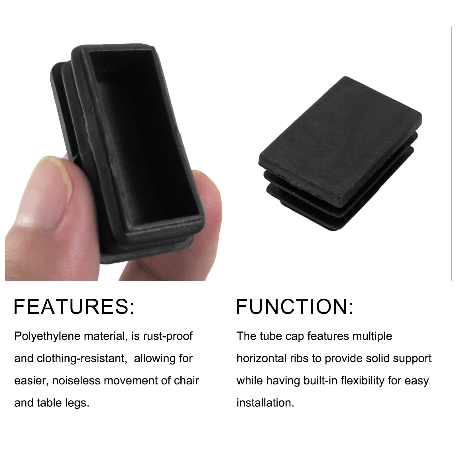 METALLIXITY Rectangle End Caps (30 x 20mm) 24Pcs, Plastic Rectangle Tube Inserts Threaded End Blanking Caps Protector - Image 4