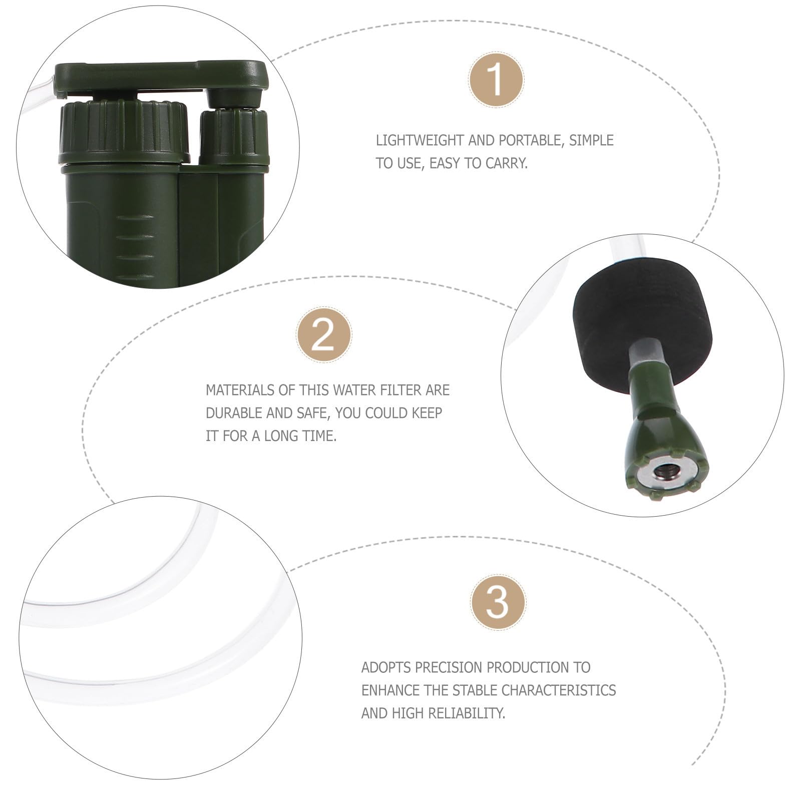 SECFOU Purificador de Agua Portátil Mini Filtro Abs Seguro y Sencillo para Camping y Emergencias al Aire Libre