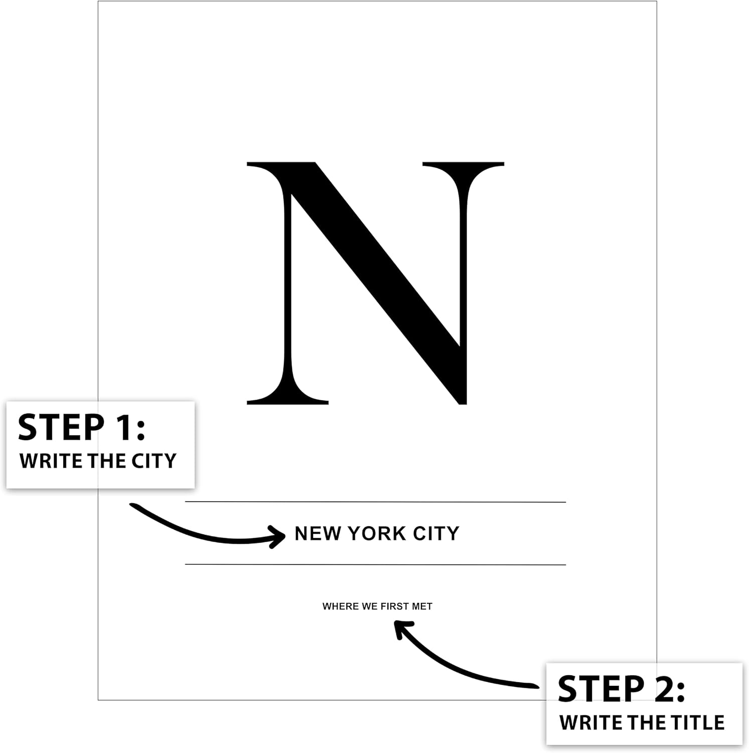 Poster Master Personalized Letter N City Print, Customized Typography Poster and Canvas, Minimal Art, Gift for Loved Ones, Couples, Available in 8x10 to 30x40