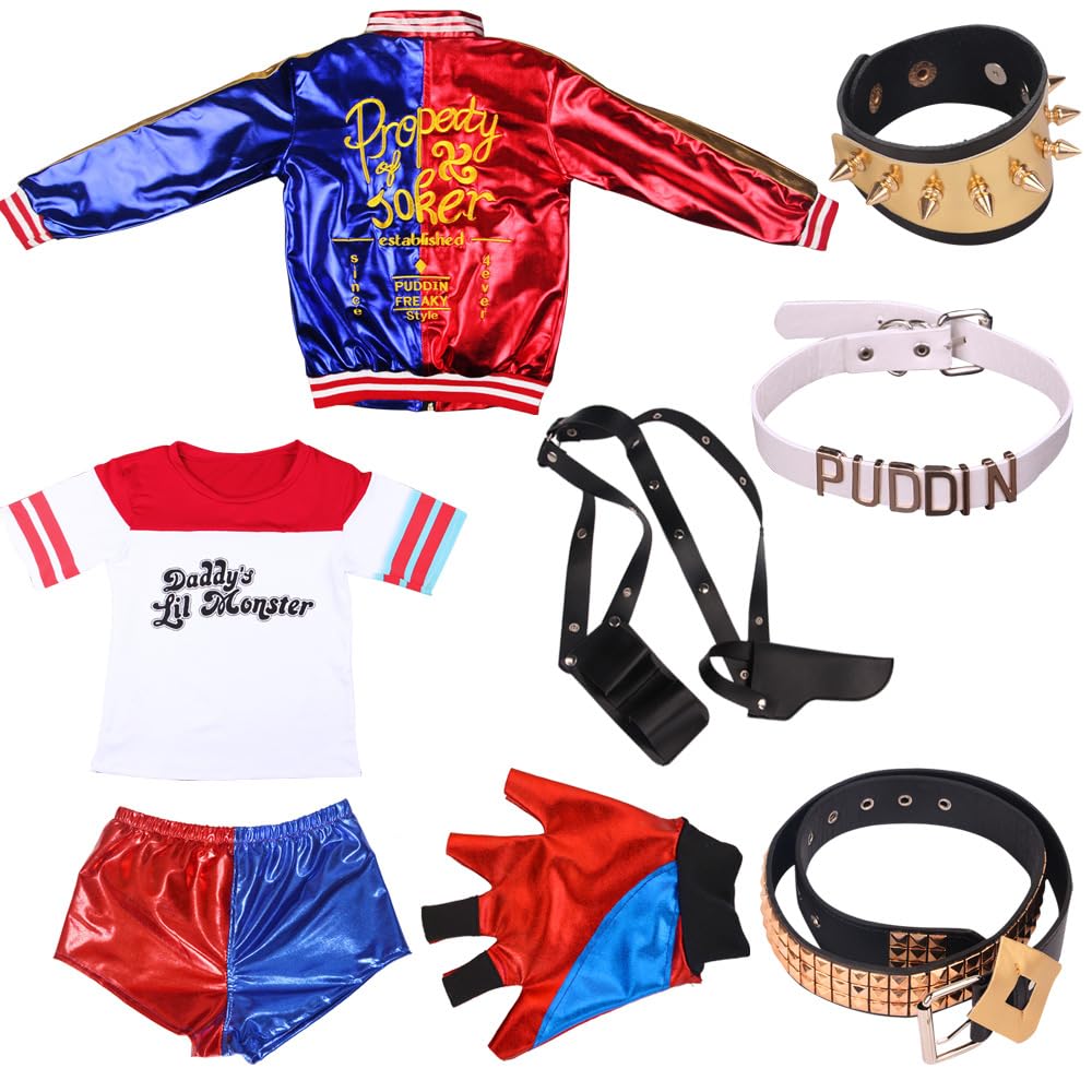 Niranjan - Disfraz para mujer y niña, disfraz de quinn, para adulto, para niño, Harley Quinn, Cosplay Joker, disfraz de sudadera con capucha, para carnaval, Halloween,