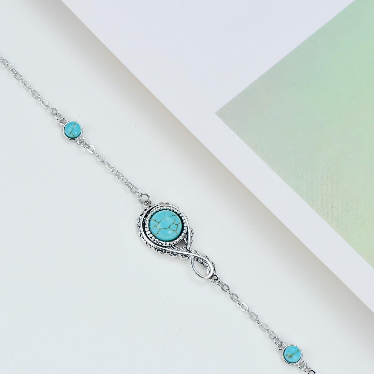 Natural Turquoise Bracelet 925 Sterling Silver Real Turquoise Gemstone Adjustable Link Western Boho Jewelry Gifts for Women - Image 4