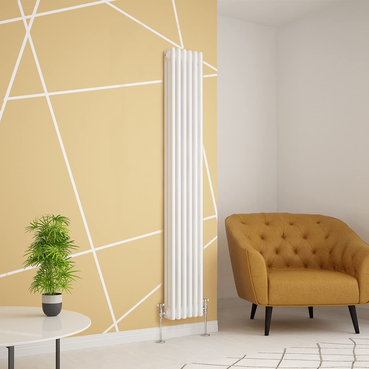 Warmehaus Traditional Radiator Triple Column White Vertical Cast Iron Style Central Heating Tall Radiator -1800 x 290mm โ image 1