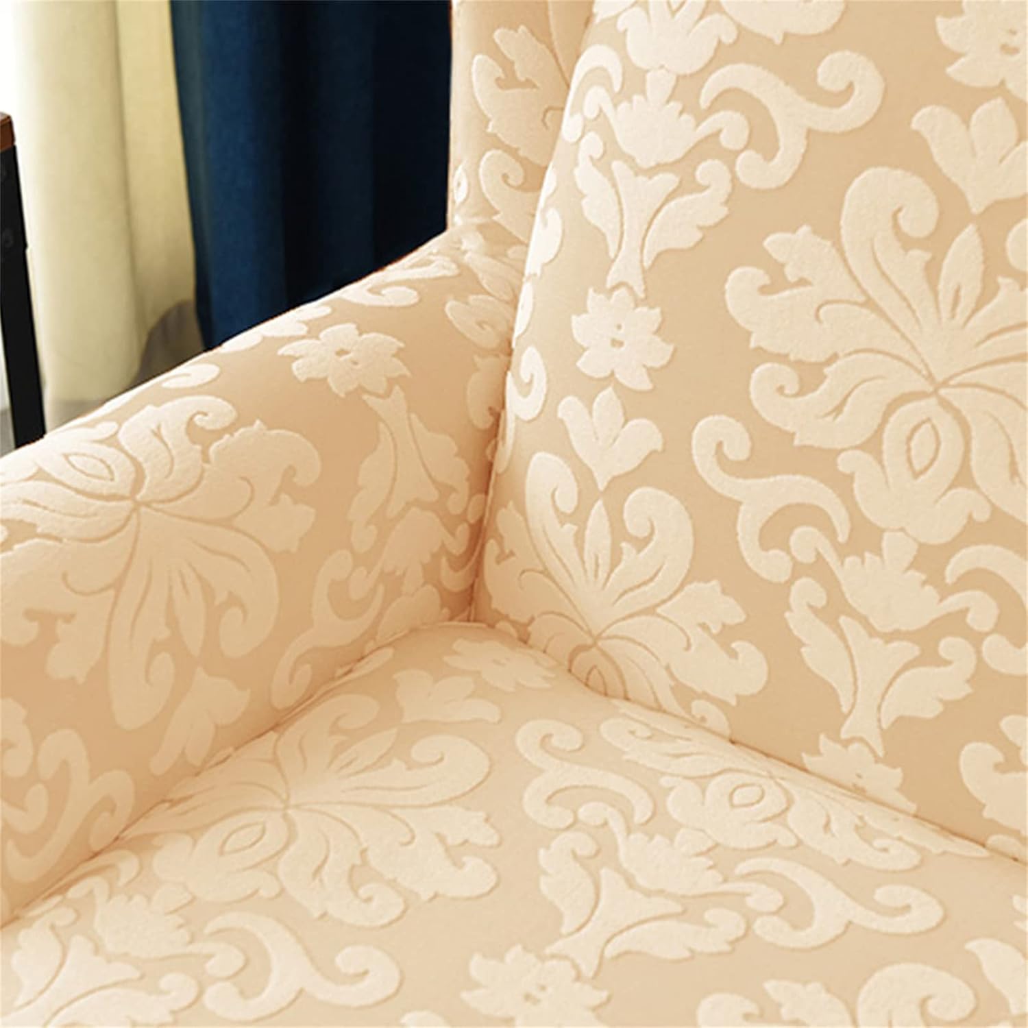 Wing Chair Slipcovers Stretch 2 Pieces Wingback Chair Covers Armchair Covers Sofa Covers for Living Room (Cream)