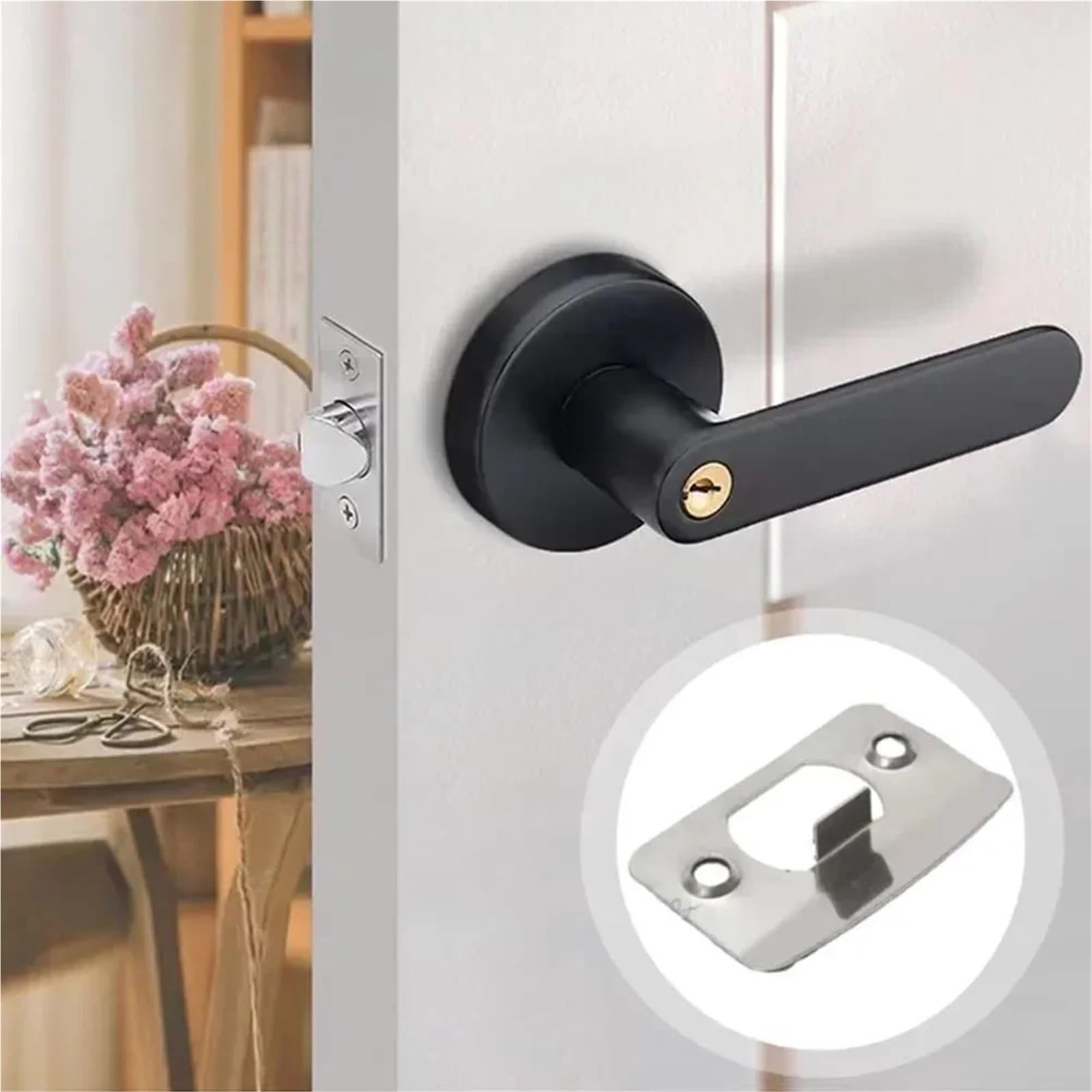 Loquet tubulaire Standard de protection porte, plaque gâche remplacement nickelée, accessoires verrouillage salle bains 10 pièces Pour Les Portes En Bois,Les Portes Intérieures