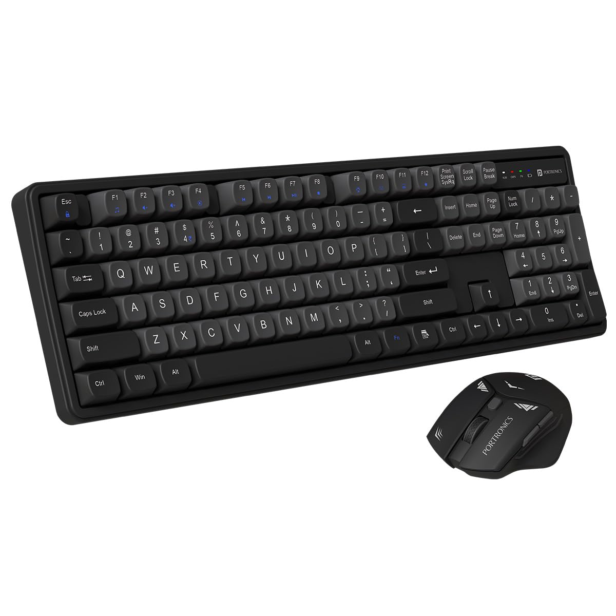 portronics key9 combo wireless keyboard and mouse set with ergonomic mouse, multimedia function hotkeys, usb receiver, adjustable dpi, long key life & click life for pc & laptop(grey)