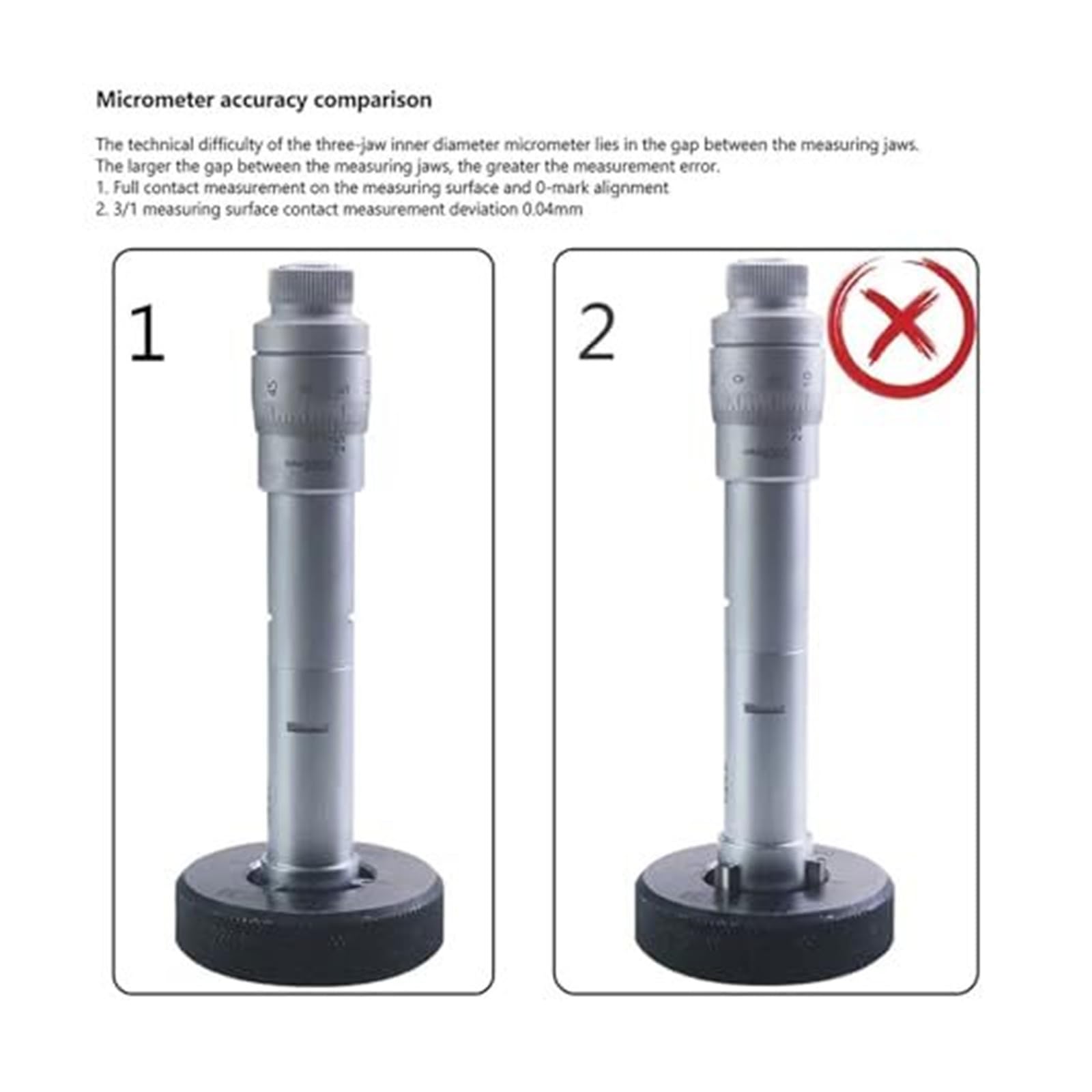 Mikrometr o średnicy wewnętrznej z trzema pazurami. Precyzyjny trzypunktowy pomiar wewnętrzny 0,004 mm (40 50 mm)(6-8mm)
