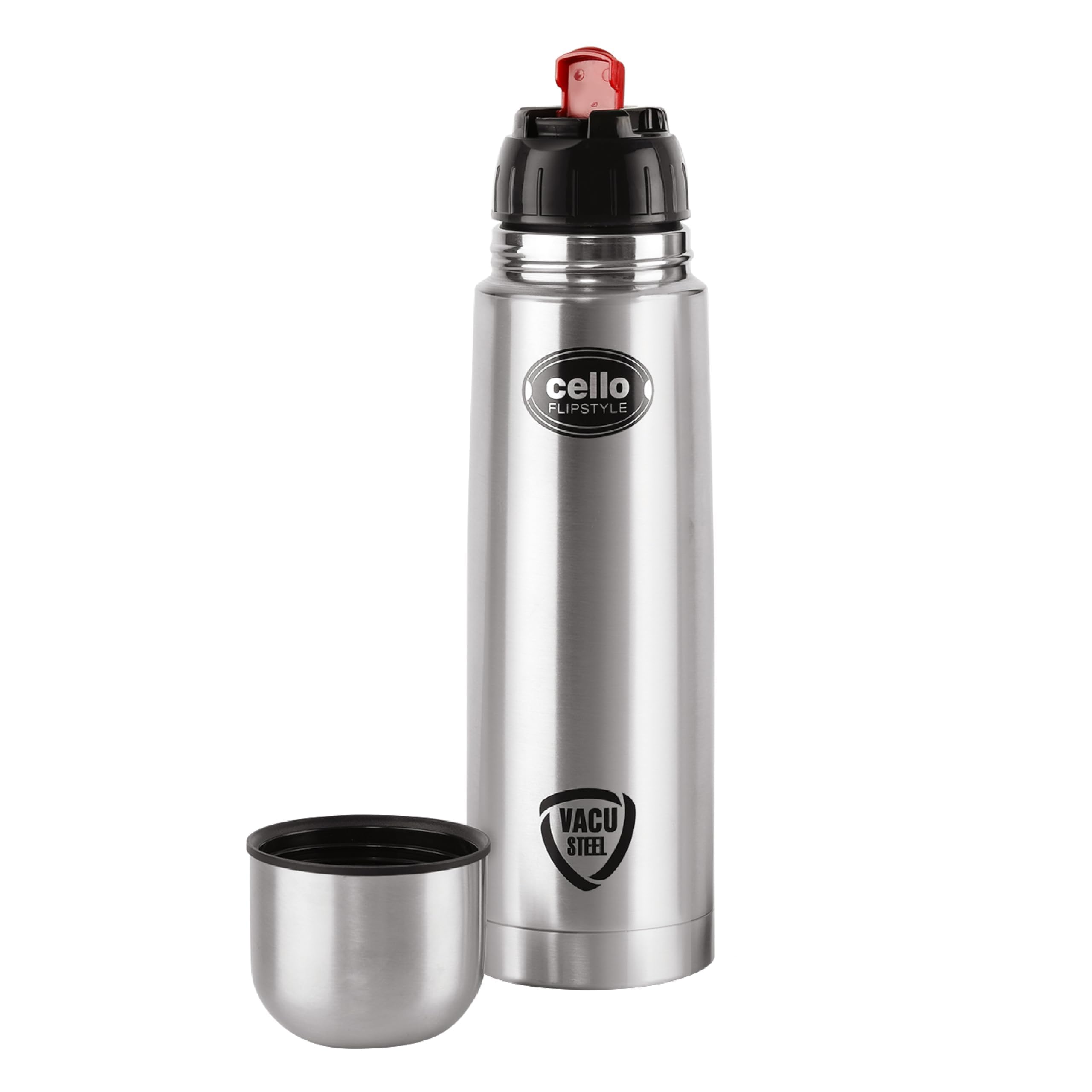 CELLO Flipstyle 1000 ml Silver Water Bottle - Image 1