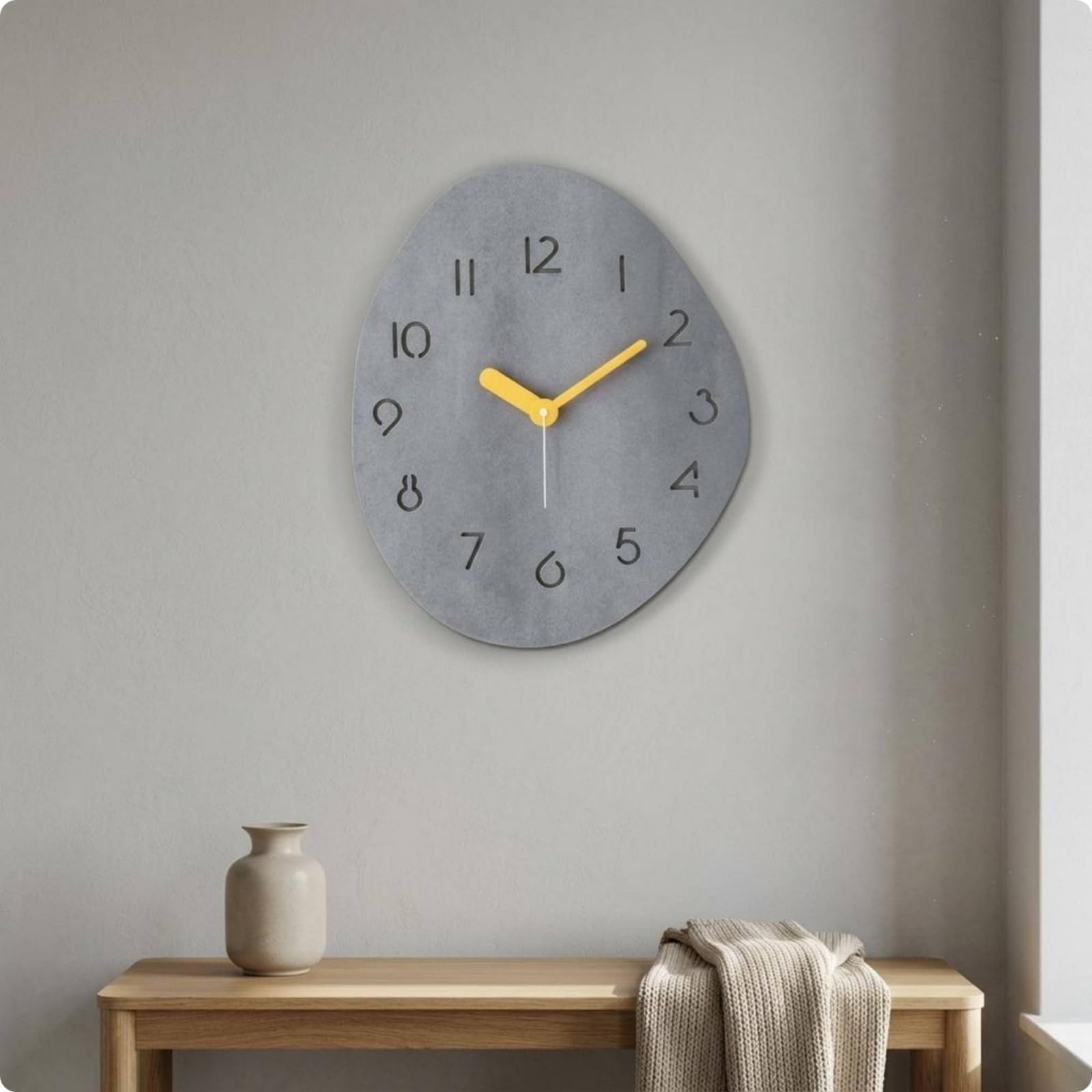 F Fityle Reloj de Pared Reloj Silencioso Reloj de Madera Reloj Decorativo con Movimiento Silencioso y Montaje con Gancho O, Gris Estrellado con Agujas Naranjas, 15 Pulgadas