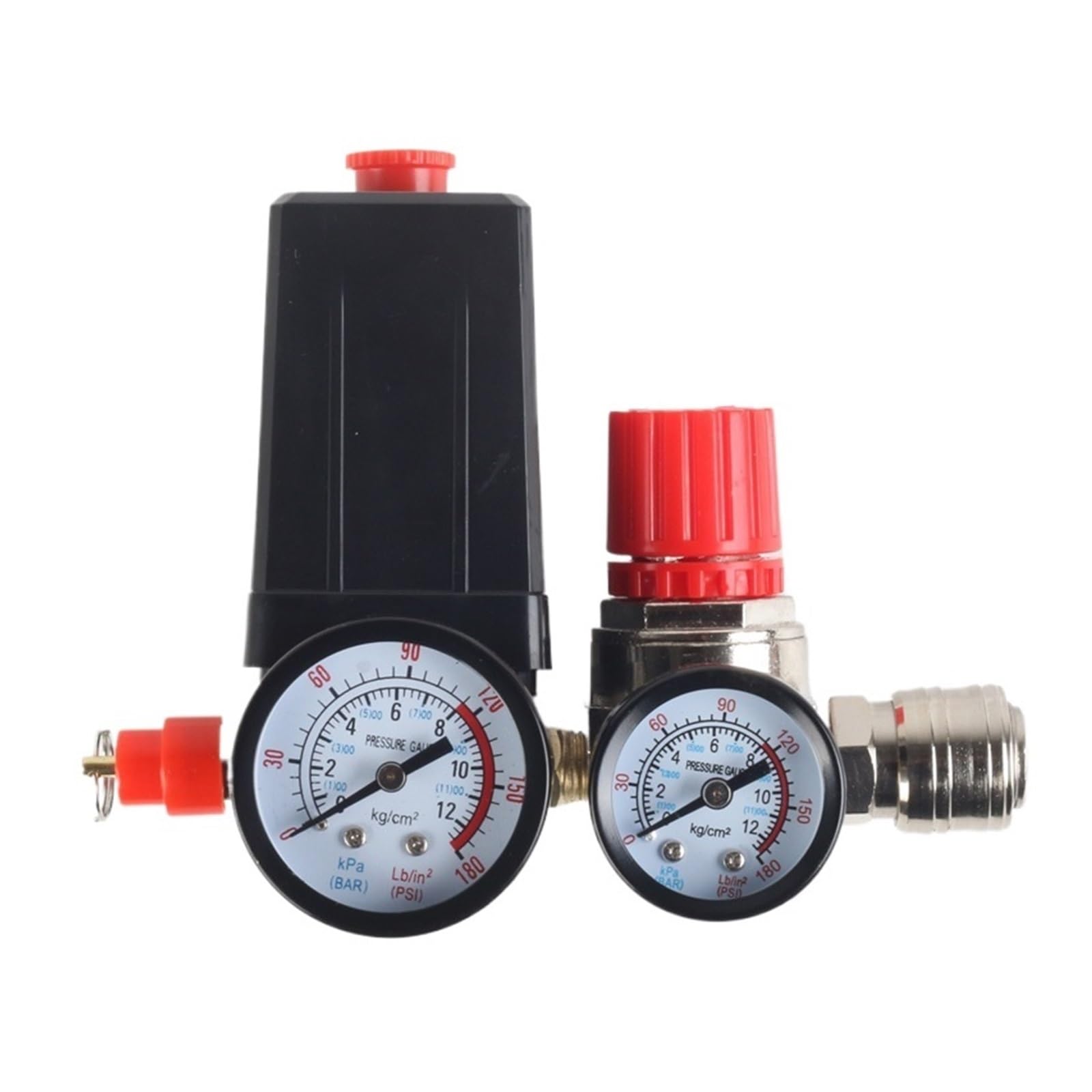 Regulator ciśnienia, 2 Szt. Przełącznik Ciśnienia, Sterowanie Pompą Powietrza, Zawór 0-180 PSI Z Manometrem, Regulator 240 V, Sprężarka, do pistoletu natryskowego(15A)