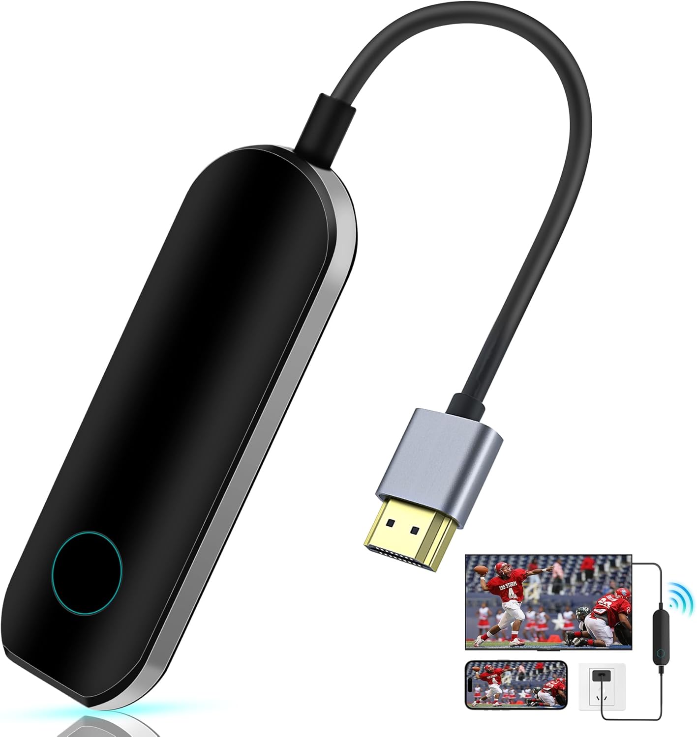 avedio links Wireless Display Adapter, HDMI Adapter for iPhone to TV, Plug & Play 2.4G/5G Wireless HDMI Cable for iPad/iPhone/MacBook Video Mirroring Dongle Receiver to Monitor/Projector/TV (Black)