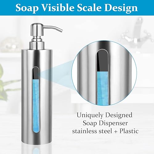 Miniatura 3 de BabyElf Dispensador de bomba de jabón de mano para baño, dispensador de jabón de platos de acero inoxidable para cocina, botella de bomba de líquido