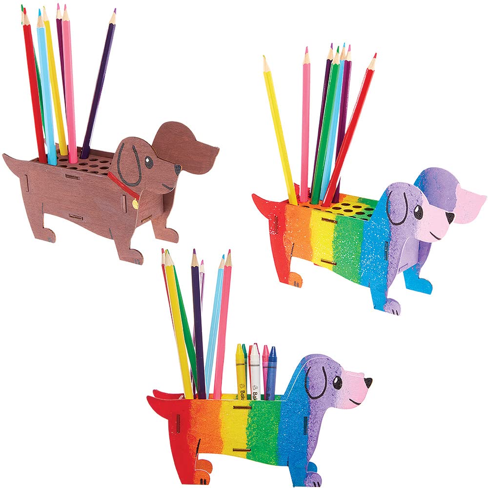 Pot à Crayons En Bois Arc-en-Ciel à Décorer – Lot De 2, Loisir Créatif Enfant, Peinture Et Décoration Personnalisables, Hauteur 9 Cm, Baker Ross