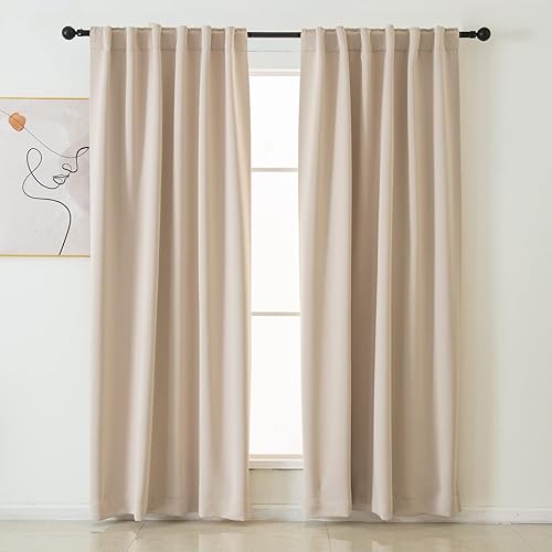 Miniatura 9 de Cortinas opacas de 96 pulgadas de largo, 2 paneles de cortinas opacas para dormitorio o sala de estar, pestaña trasera y bolsillo para barra, juego