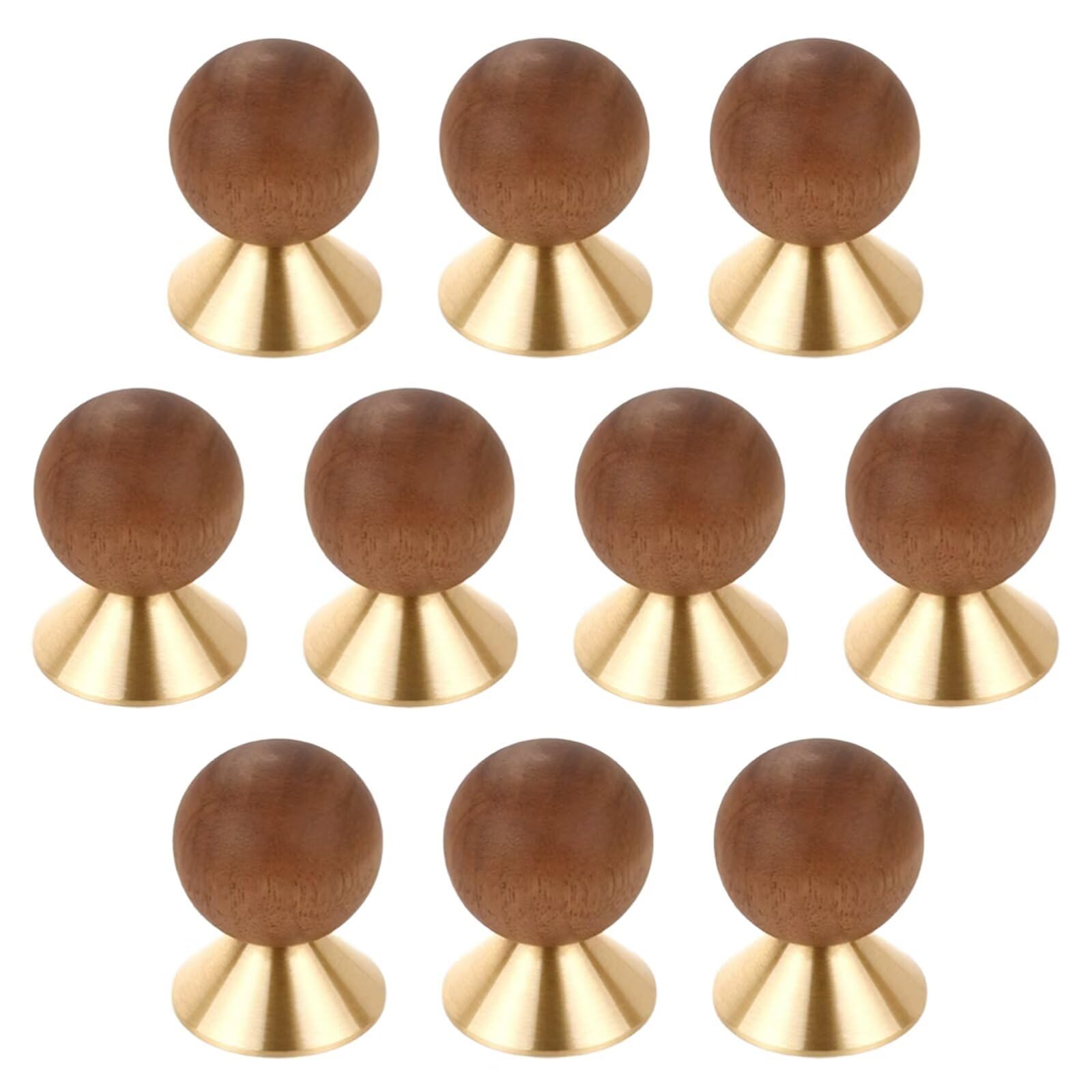 Set di 10 pomelli in legno naturale da 30 mm, semplici pomelli in legno massello di noce, maniglie per cassetti con viti, per mobili da cucina, porte, armadi, scrivanie, cassetti, librerie