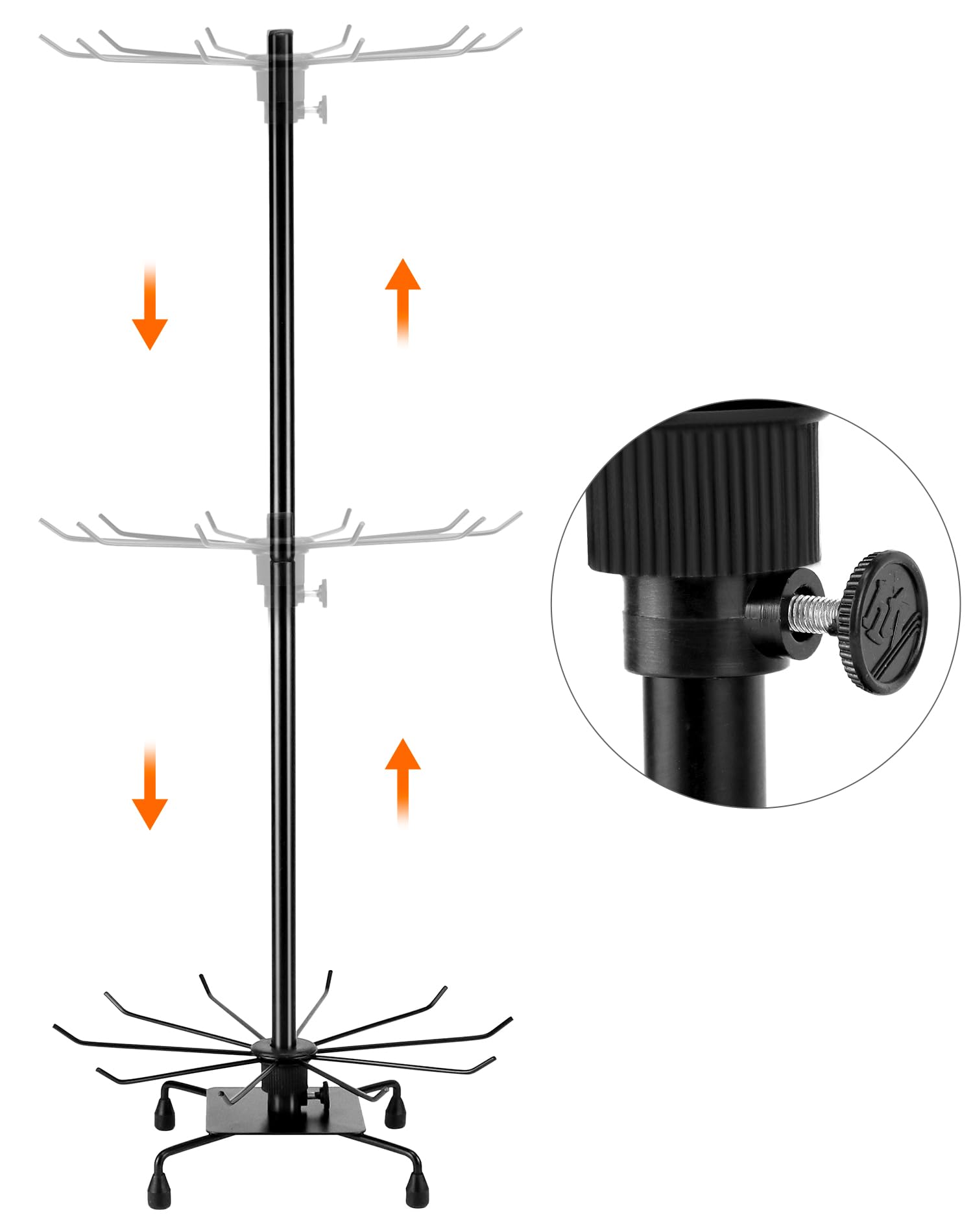 QWORK® Espositore Girevole per Gioielli a 3 Livelli in Metallo, Nero, Ideale per esporre Gioielli e Accessori