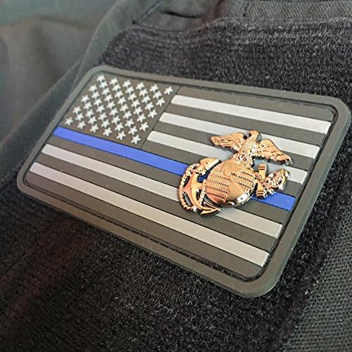 Marine Corps Thin Blue Line Patch - Stealth Edition (Black Nickel Emblem)