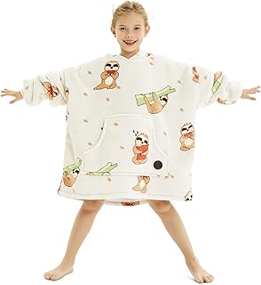 THREE POODLE Wearable Blanket Hoodie, Glow in The Dark Oversized Hoodie Blanket, Sherpa Hooded Blanket Sweatshirt for Adults Women Men Kids, Cozy Gifts